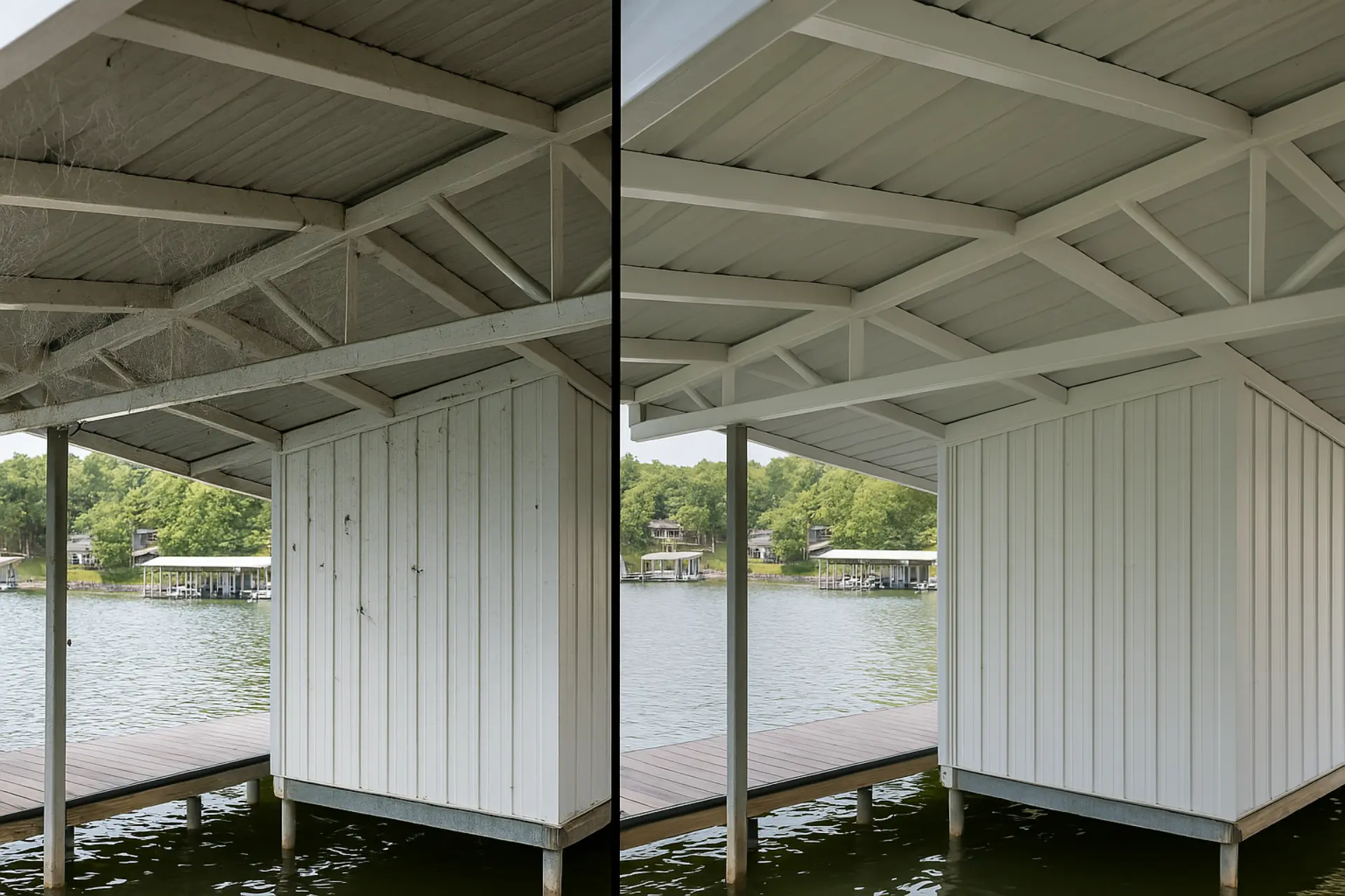 Dock spider control before and after